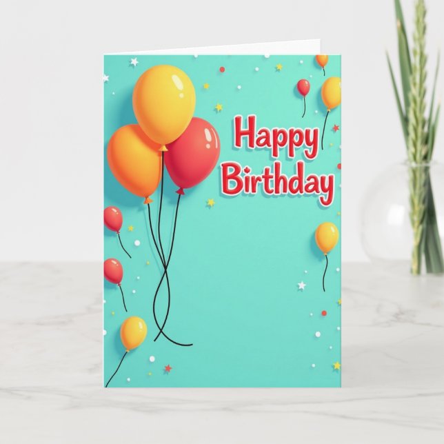 Aqua Celebration Birthday Card (Front)