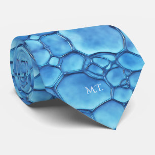 Aqua Cell Structure Watercolor Cerulean Blue Tie