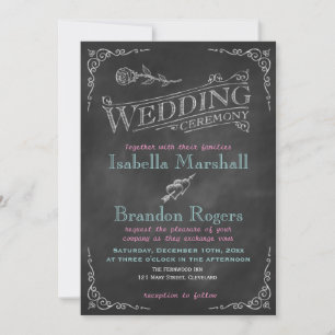 Aqua Chalk Wedding Invitation