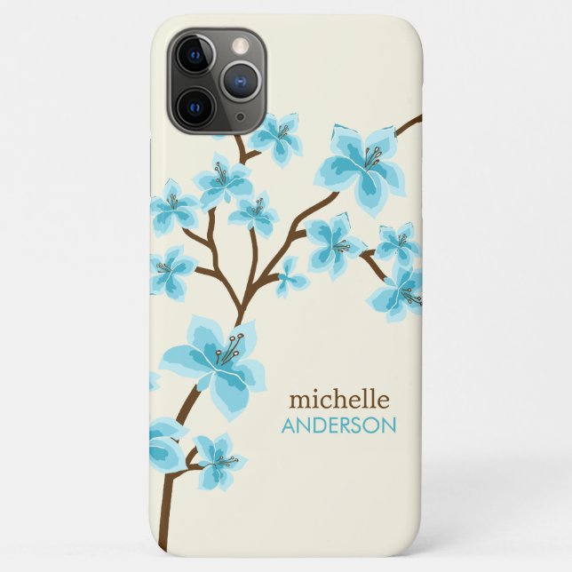 Aqua Cherry Blossoms Tree Case-Mate iPhone Case (Back)