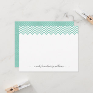 Aqua Chevron and Tiny Dots Personalised Stationery Invitation