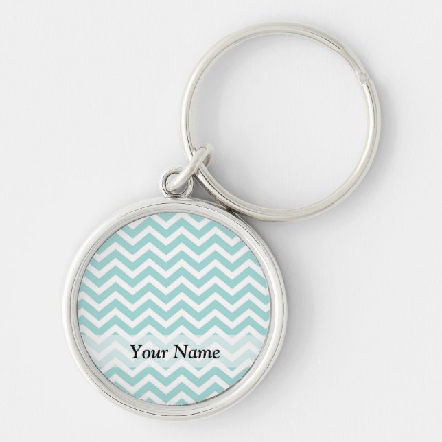 Aqua chevron pattern key ring (Front)