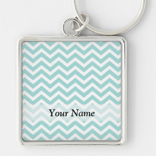 Aqua chevron pattern key ring