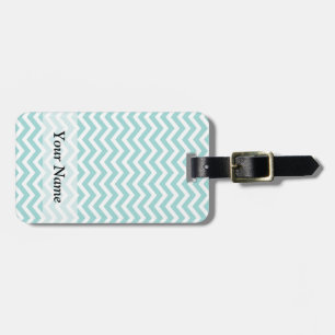 Aqua chevron pattern luggage tag
