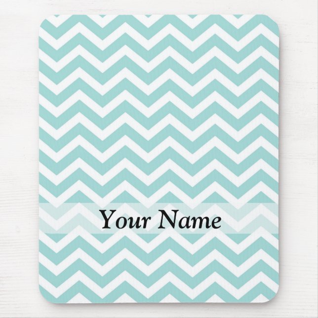 Aqua  chevron pattern mouse pad (Front)