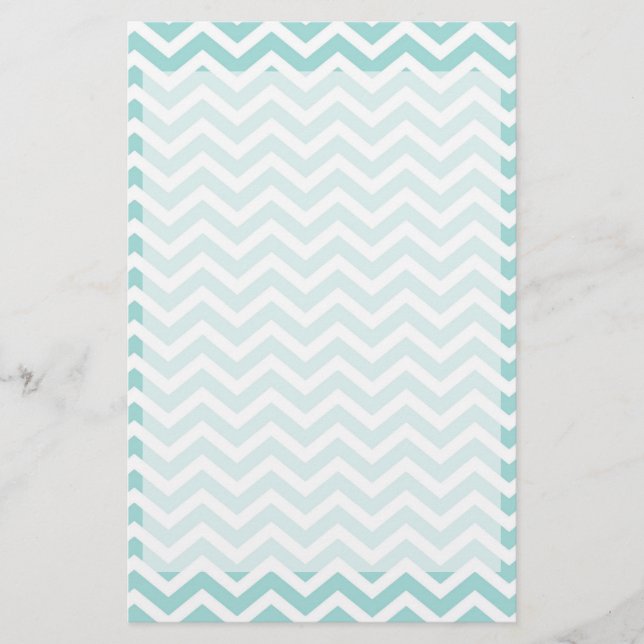 Aqua  chevron pattern stationery (Front)