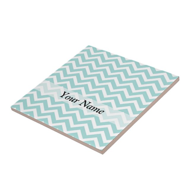 Aqua chevron pattern tile (Side)