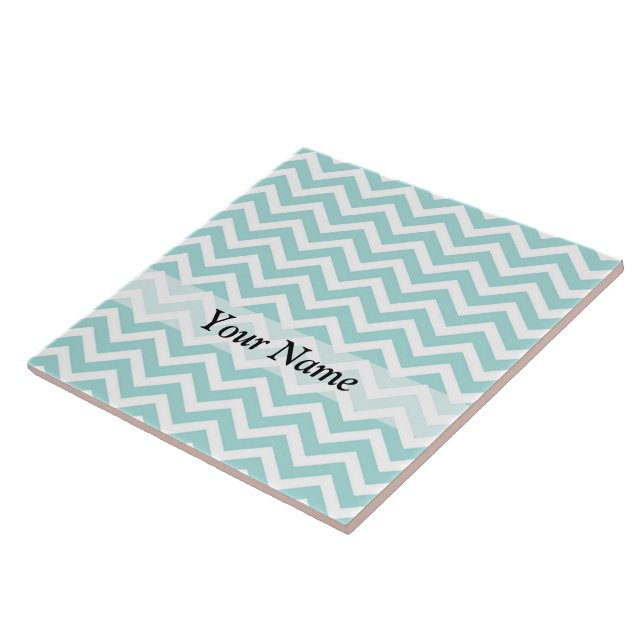 Aqua chevron pattern tile (Side)