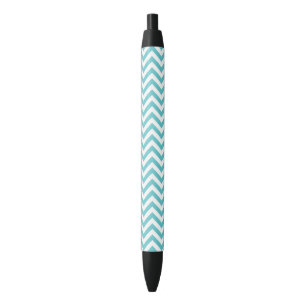 Aqua Chevron Stripes Black Ink Pen