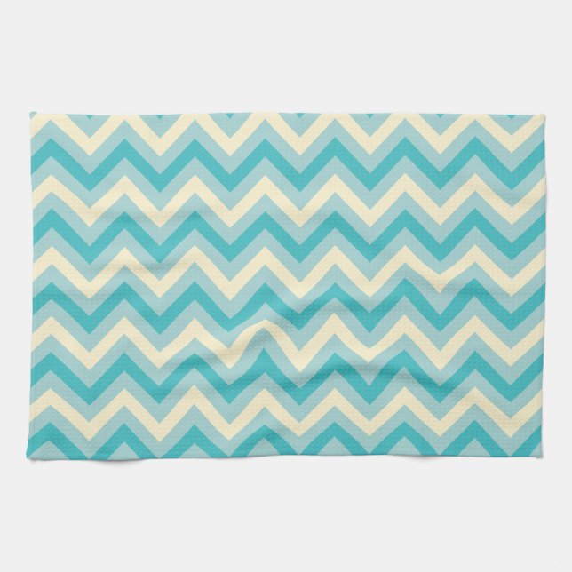 Aqua Chevron Tea Towel (Horizontal)