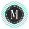 Aqua Chevron Zigzag Personalised Monogram