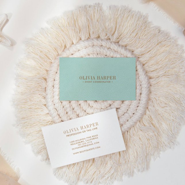 AQUA Chic | Plain Elegant  Leather Look Business Card (Creator Uploaded)