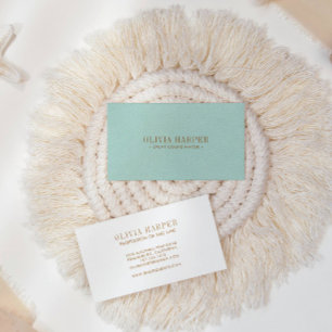 AQUA Chic   Plain Elegant  Leather Look Business Card