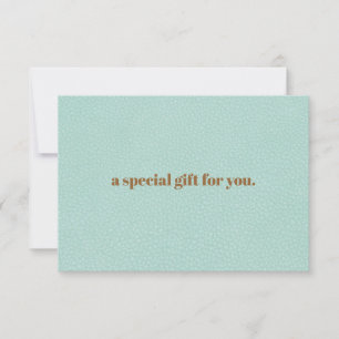 Aqua Chic Plain Elegant Leather Look Gift Card