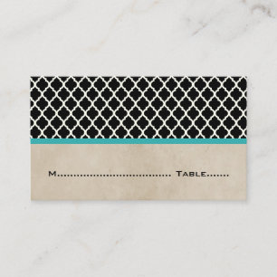 Aqua Chic Quatrefoil Place Cards