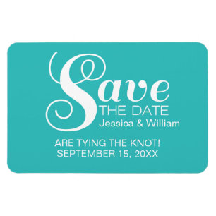 Aqua Chic Typography Save the Date Magnet
