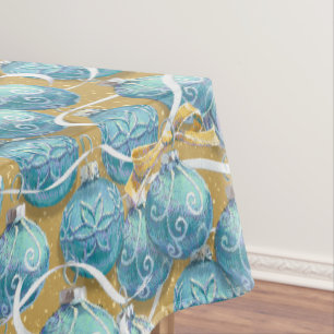Aqua Christmas Balls Tablecloth