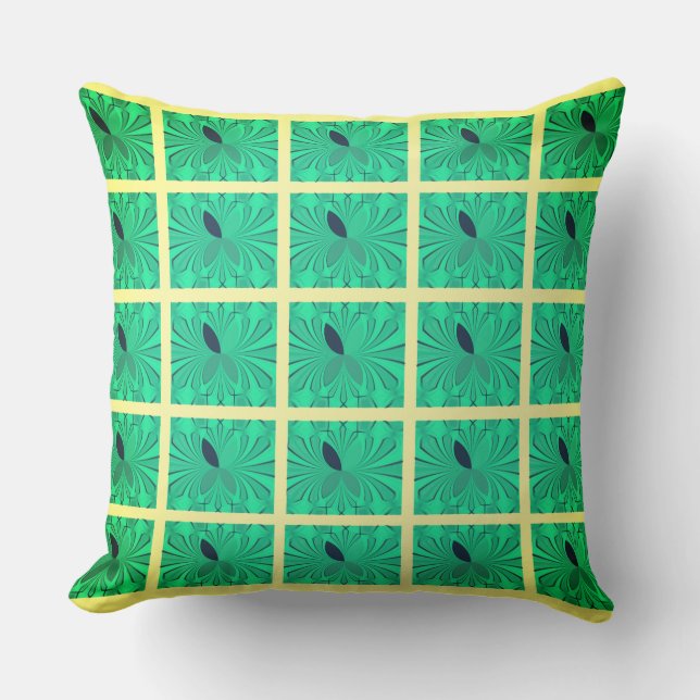 Aqua Clamp Design and Butter Yellow Grid Cushion (Front)