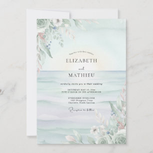 Aqua Coastal Foliage Eucalyptus Wedding Invitation