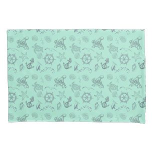Aqua Coastal Sea Life  Pillowcase