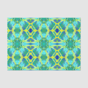Aqua, Cobalt Blue and Yellow Tie Dye Pattern Tissue Paper