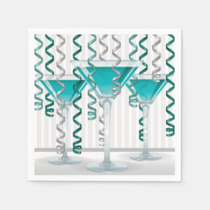 Aqua cocktail and ribbon napkin