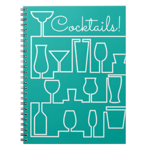 Aqua cocktail party spiral notebook