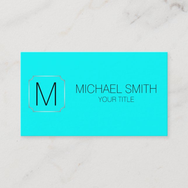 Aqua colour background business card (Front)