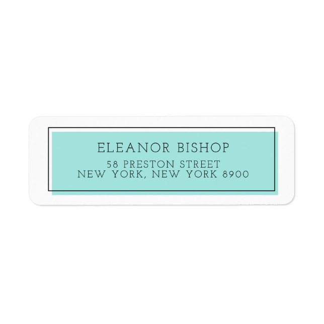 Aqua Colour Block Minimalist Return Address Label (Front)