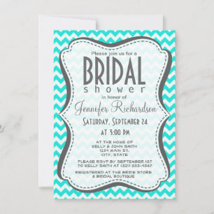 Aqua Colour Chevron; zig zag Invitation