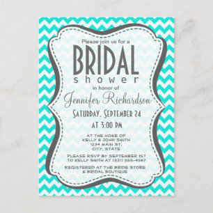 Aqua Colour Chevron; zig zag Invitation Postcard