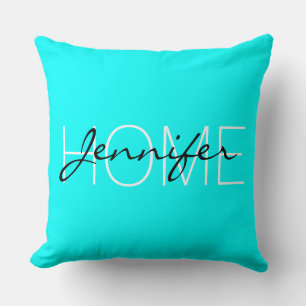 Aqua colour home monogram cushion