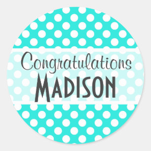 Aqua Colour Polka Dots Classic Round Sticker