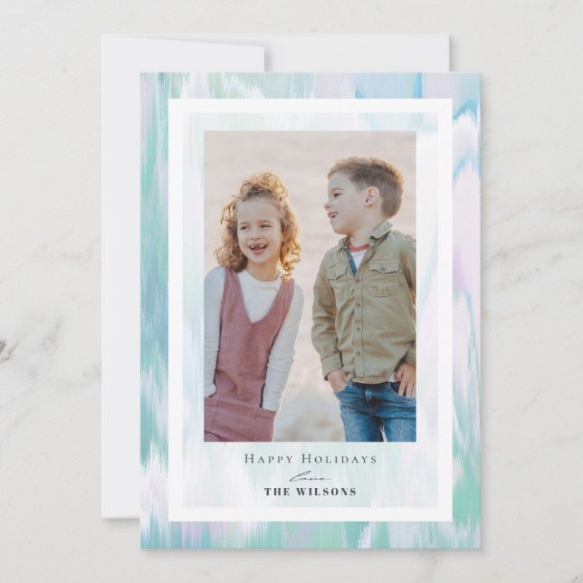 Aqua Colours Christmas Holiday Photo Card (Front)