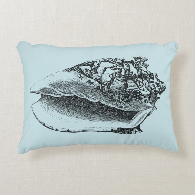 Aqua Conch Shell Decorative Cushion (Front)