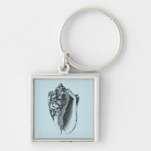 Aqua Conch Shell Key Ring