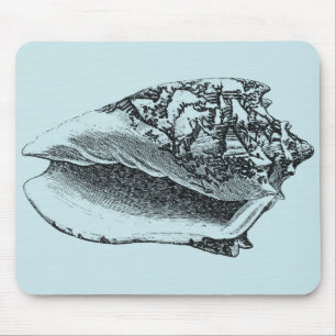 Aqua Conch Shell Mouse Pad
