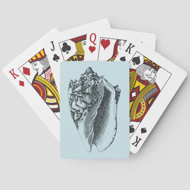 Aqua Conch Shell Playing Cards (Back)
