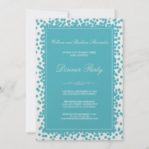 Aqua Confetti Dinner Party Invitation