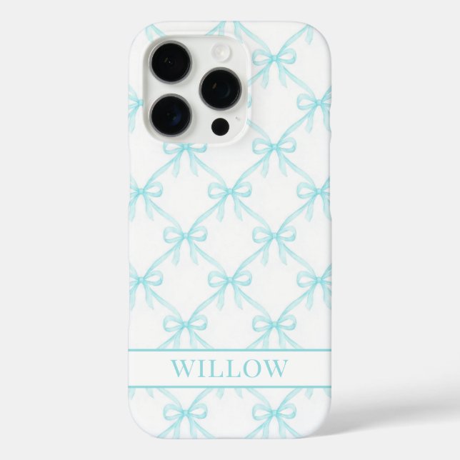 Aqua Coquette Watercolor Bows Case-Mate iPhone Case (Back)
