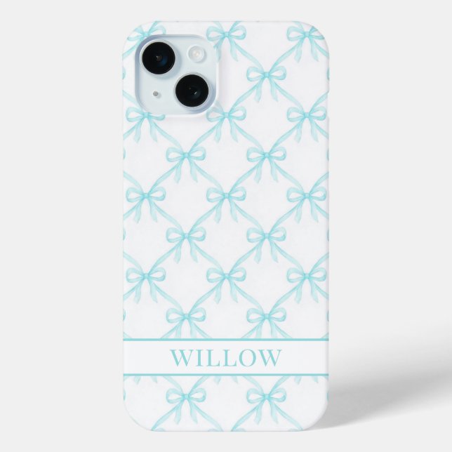 Aqua Coquette Watercolor Bows Case-Mate iPhone Case (Back)