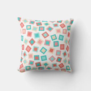 Aqua Coral Squares Cushion