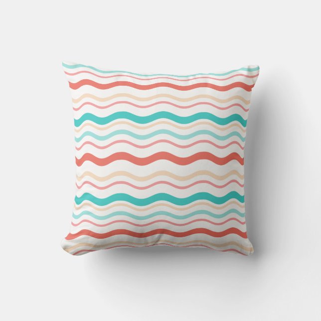 Aqua Coral Waves Cushion (Front)