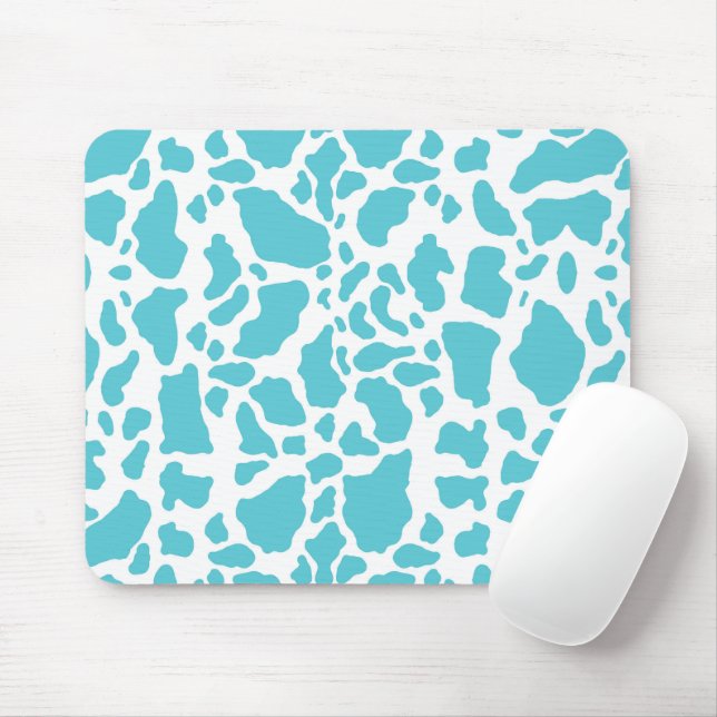 Aqua Cow Spots Animal Print Pattern Mouse Pad (With Mouse)