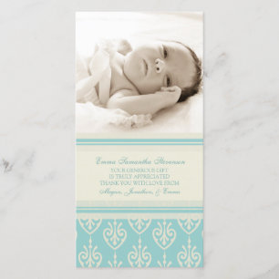 Aqua Cream Thank You Baby Shower Photo Cards