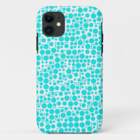 Aqua (Cyan) Polka Dots on White Background