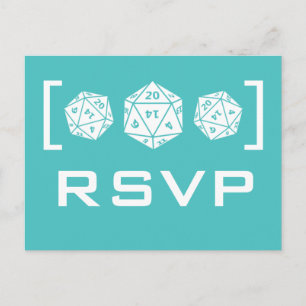 Aqua D20 Dice Gamer RSVP Postcard