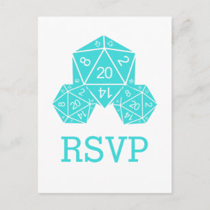 Aqua D20 Dice Response Postcard