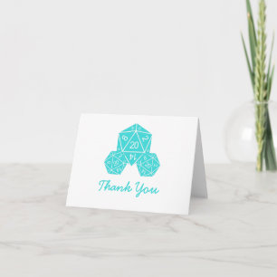 Aqua D20 Dice Thank You Card