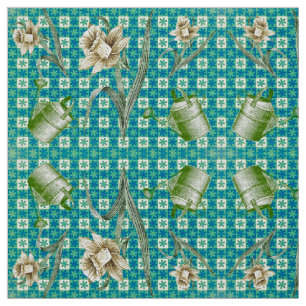 Aqua Daffidols Fabric